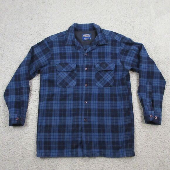 Pendleton Mens Original Board Shirt size M‎ Wool Flannel Buffalo Plaid Blue - Picture 1 of 8